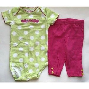Girl's Size 9 M 6-9 Months Two Piece Carter's  Green Adorable Top & Leggings